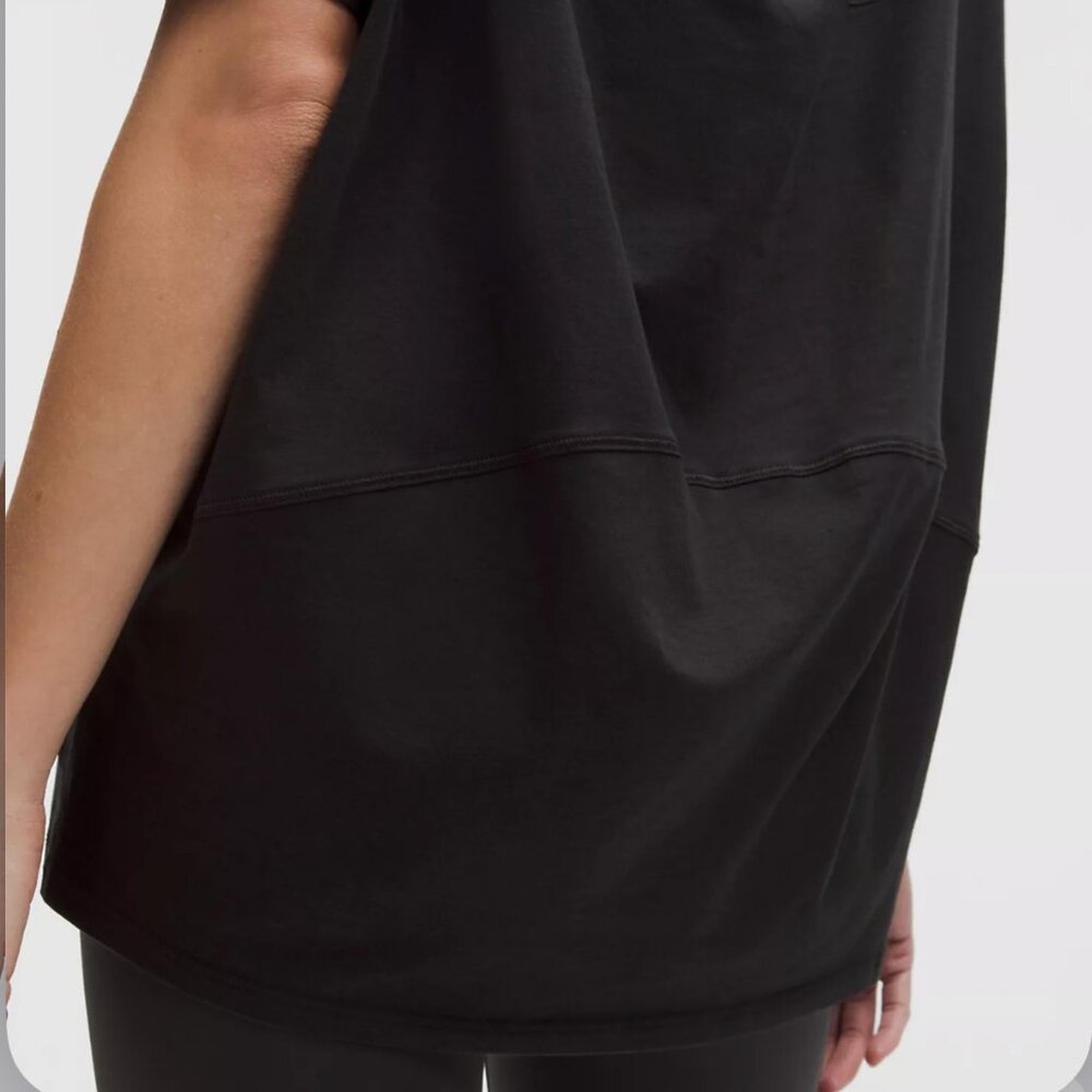 Lululemon Back In Action Cotton T Shirt Black Womens Size 6 - Picture 3 of 6